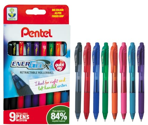 Pentel EnerGel X Pen with 0.7 mm Tip - Assorted Colours, YBL107/9-M