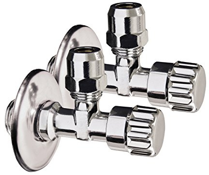 Eckventil mit Schubrosette | 1/2 Zoll | Messing verchromt | 2er-Set
