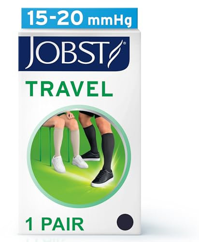 JOBST Travel Reisestrümpfe für Damen und Herren - hilft, Reisethrombosen vorzubeugen - weich, atmungsaktiv dank 33% Baumwollanteil, Navy, Size 4