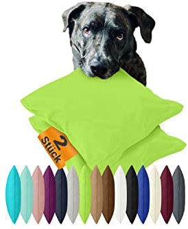 npluseins 2er Pack Kissenbezug oder 1 Set Bettwäsche aus Baumwoll-Jersey 552.676, 40 x 40 cm, apfelgrün