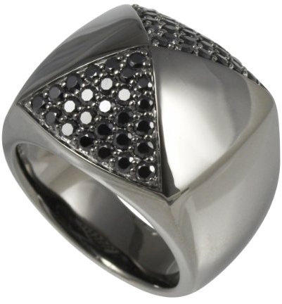 caï women Damen-Ring 925 Sterlingsilber schwarz rhodiniert Zirkonia schwarz Gr. 55 (17.5) C1223R/90/43/55