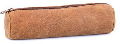 ELBA 400033035 Federmäppchen Form Rund, Leder 22 x Durchmesser 6 cm Vintage
