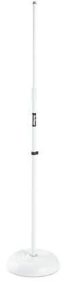 On-Stage MS7201W Round-Base Mic Stand (Supports Dynamic and Condenser Microphones, Height Adjustable 33–60, Standard 5/8-27 Threading, 7 lb, 10 Metal Base, Rubber Feet, Cable-Management Clip)