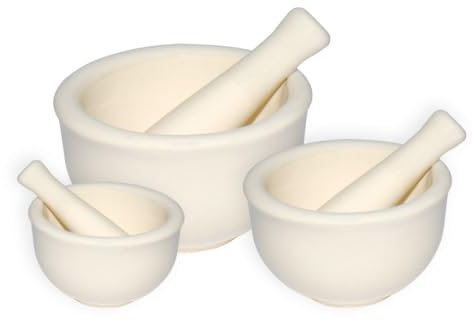 Mörser mit Pistille, Porzellan (Ø 90 mm)