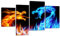 Leinwandbild Feuerdrachen LW353 Wandbild, Bild auf Leinwand, 4 Teile, 180x115cm, Kunstdruck Canvas, XXL Bilder, Keilrahmenbild, fertig aufgespannt, Bild, Holzrahmen, Abstrakt, Asia, Drache