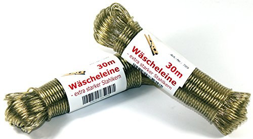 K&B Vertrieb Wäscheleine 30m mit Stahleinlage Stahlseil Wäsche Leine extra stark 709 (Transparent)