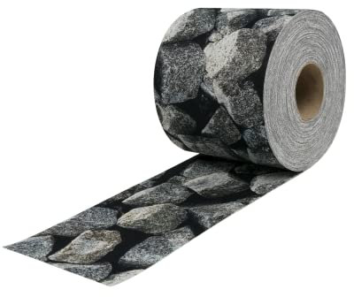 Zaundruck Sichtschutzstreifen Polyester - nachhaltiger Sichtschutz für Doppelstabmattenzaun - Motiv Windschutz 26 m x 19 cm - Sichtschutz-Rolle - Granitwürfel