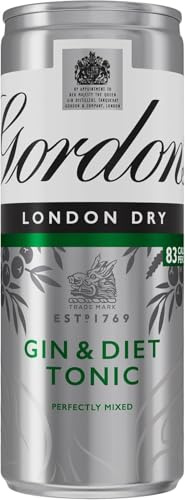 Gordon's London Dry Gin & Diet Tonic | 5% vol | 250ml | Juniper & Gin Botanicals | Best Served Chilled from the Can or in a Glass | Ready to Drink
