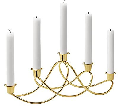 Georg Jensen - Kerzenhalter - Kerzenständer - Harmony - vergoldet - 14,3x41,9x11,6 cm