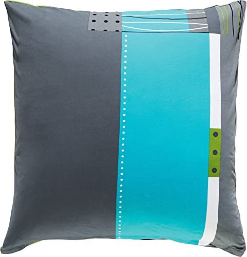 Erwin Müller Zusatz-Kissenbezug, Kissenhülle Mako-Jersey grün-blau-grau Größe 80x80 cm - bügelfrei, einlaufsicher, mit praktischem Reißverschluss