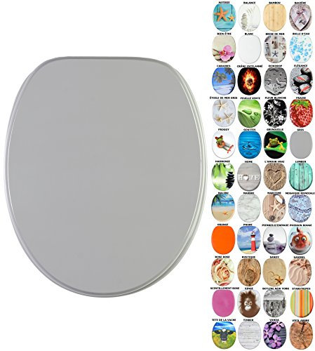 Sanilo Abattant WC, Grande sélection de lunettes de toilette, Finition de haute qualité, Charnières robustes, Fixation facile (Gris)