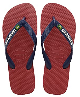 Havaianas Brasil Logo Unisex Adults FlipFlop Red 3.5/4 UK