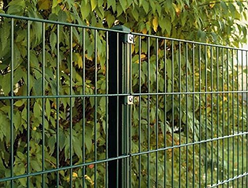 Doppelstab-Mattenzaun Komplett-Set/Grün / 103cm Hoch / 10m Lang