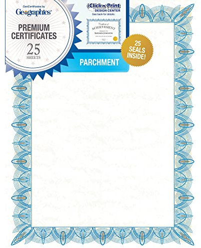 GEO39087 - Unique Blue 8-1/2x11 Award Certificates/Gold Seals