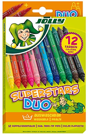 JOLLY 4425-0001 Superstars Duo Filzstifte, Mehrfarbig (12er Pack)