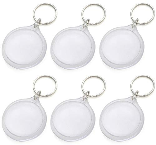 GOGO Lot de 25 Porte-clés photo en acrylique de 4,4 cm, Porte clé transparent Rond parfait pour les étiquettes numérotées