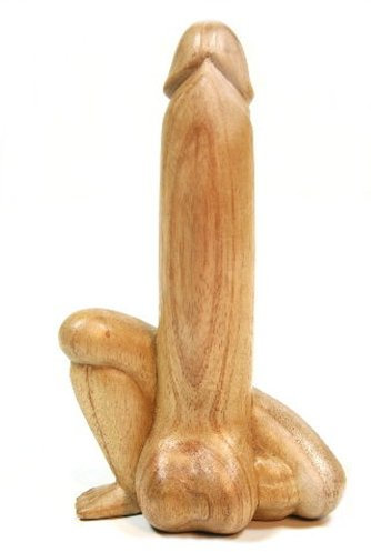 Hillfield Phallus SKULPTUR Holz EROTIK Penis Lingam Figur Kunst