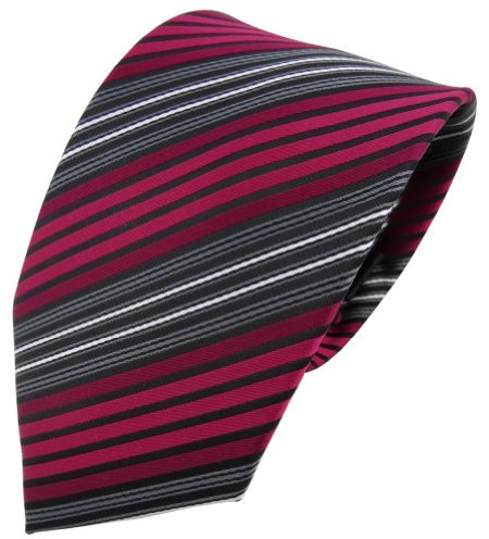 TigerTie Designer Krawatte in rot bordeaux anthrazit schwarz silber gestreift