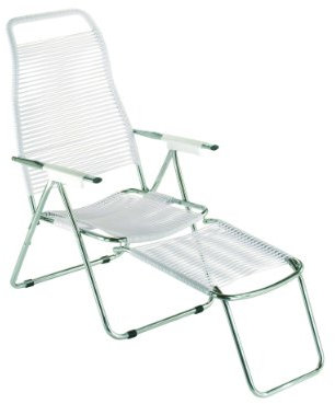 Jan Kurtz Spaghetti Liege Gartensessel mit Gestell aus Aluminium, in der Farbe: Weiß, Maße: 60 x 186 x 110 cm, 492526