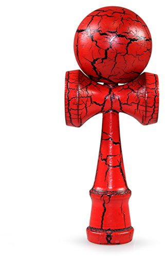 Ganzoo Kendama aus Buchen-Holz, Original Japanisches Traditionelles Holz-Sportgerät mit Kugel, Schnur und Fangteller für Geschicklichkeit/Balancing, Geschenk-Idee (rot schwarz)