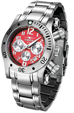 FIREFOX Daredevil FFS140-105 rot Chronograph Herrenuhr Armbanduhr massiv Edelstahl Sicherheitsfaltschließe 10 ATM Water Resistant