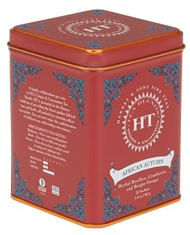 Harney & Sons Fine Teas African Autumn Tin - 20 Sachets | Rooibos herbal tea with cranberry and citrus flavors. Naturally caffeine free.