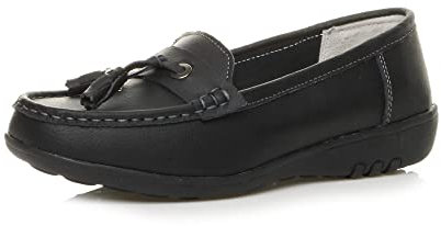 AJVANI Low Heel Wedge Moccassins Tassel Loafers Comfort Shoes Size 7 40 Black