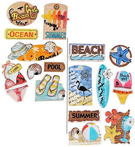 alles-meine.de GmbH 8 TLG. Set: 3-D Aufkleber/Sticker - Urlaub & Strand - selbstklebend - z.B. für Stickeralbum/Figuren - für Kinder & Erwachsene - Stickerset Fotoalbum Urlau..
