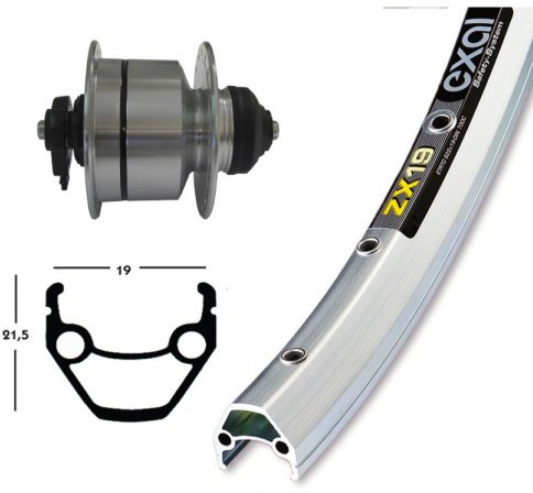 Bike-Parts Unisex – Erwachsene V-Rad 75 Laufrad, Silber, 1size