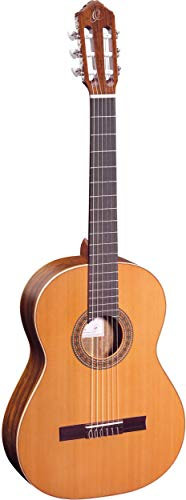 Ortega Guitars R220 Konzertgitarre Custom Made in 4/4 Größe handgefertigt in Spanien massive Decke natur im hochglänzenden Finish mit hochwertigem Gigbag