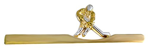 Eishockey Krawattenklammer Krawattennadel vergoldet matt Spieler bicolor glänzend made in Germany + schöner Geschenkbox - für Eishockey Fans ein besonderer Krawattenschmuck