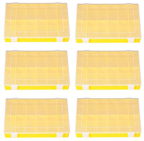 6x PROFI Sortimentskasten gelb 12 Fächer Werkstatt Boxen 6er Set Kleinteile Box