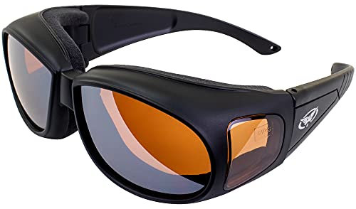 Global Vision Eyewear austatter Schutzbrille mit matt schwarz Rahmen und Anti-Fog Fahren Spiegel Objektive