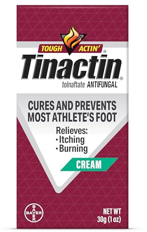 Tinactin Antifungal Cream, Athlete’s Foot Treatment, Tolnaftate 1%, Proven Clinically Effective on Most Athlete’s Foot and Ringworm, 1 Ounce, 30 Grams, Tube