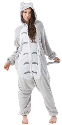 Katara 1744 - Katze Kostüm-Anzug Onesie/Jumpsuit Einteiler Body für Erwachsene Damen Herren als Pyjama oder Schlafanzug Unisex - viele Verschiedene Tiere
