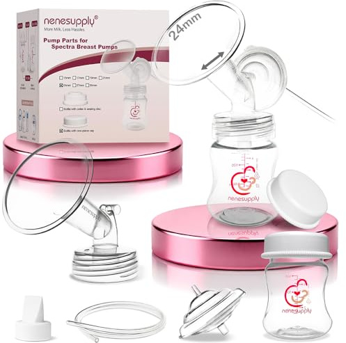 Nenesupply Pump Parts Compatible with Spectra S2 S1 9 Plus Breast Pump to Replace Spectra Pump Parts S2 Accessories Flange 24mm Duckbill Valve Tubing Pumping Bottles Backflow Protector