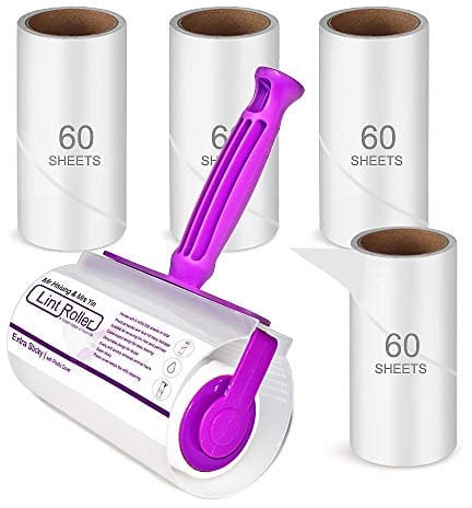 Mr Hsiung & Mrs Yin Lint Rollers for Pet Hair, Clothes Roller, Lint Roller for Clothes, Extra Sticky Lint Remover Brush, Pet Hair Remover, 1 Roller + 5 Refills, 300 Sheets Total