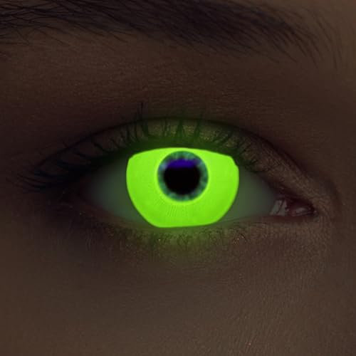 DESIGNLENSES, Leuchtende gelbe Halloween The Purge Kostüm UV Licht Kontaktlinsen, 1 Paar (2 Stück),weiche Schwarzlicht Farblinsen ohne Stärke (Glowing Yellow)
