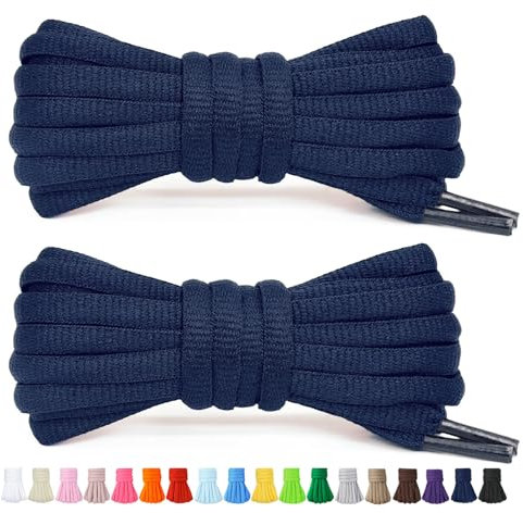Stepace 2 Pares de Cordones Redondos de 60cm para Sneakers, Longitud 200cm 18 Colores, Cordones de Zapatos Azul Marino 140cm
