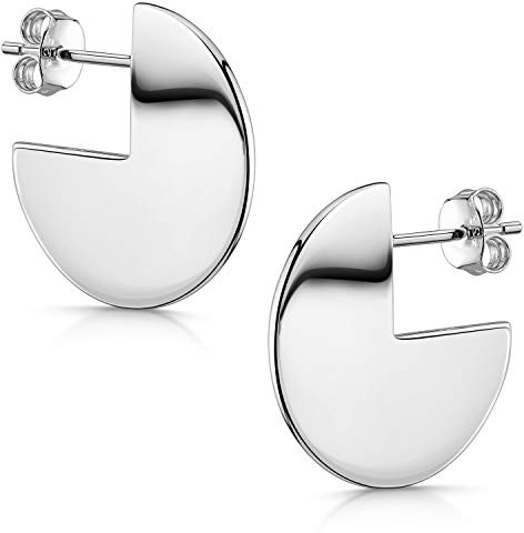 MATERIA by Matthias Wagner Damen Ohrstecker Platte Kreis rund aus 925 Silber rhodiniert oder vergoldet