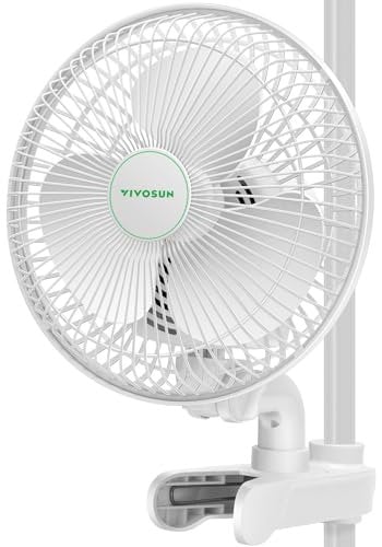 VIVOSUN AeroWave A6 Grow Tent Clip Fan, Patented Portable Auto Oscillating Fan 6” with 2-Speed, Strong Airflow but Low Noise, and Fully-Adjustable Tilt for Hydroponic Ventilation, White
