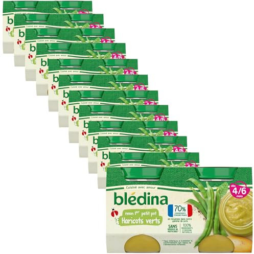 Blédina - Mon 1er Petit Pot bébé - Purée d'Haricots Verts - 70% d'ingrédients Français - De 4 à 6 mois - 24 pots de 130g