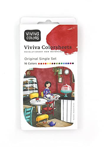Viviva VV276000 Aquarellfarben Set 16 lebendige Farben im Coloursheet für Outdoor und unterwegs, handgefertigt - 16 Aquarellfarben im Set