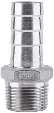 BORDSTRACT Raccordi portagomma SS304 Raccordo filettato maschio in acciaio inox Raccordo coda tubo flessibile BSP 1/8~3/4 per il collegamento di tubi dell'aria, tubi carburante, tubi del(3/4×20mm)