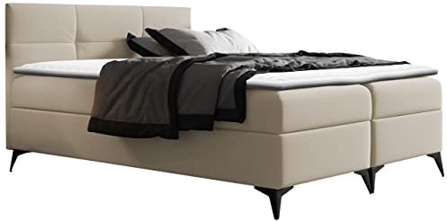 Mirjan24 Boxspringbett Worx mit 2 Bettkästen, Doppelbett mit Lattenrost und Matratze + Topper, Polsterbett, Bett mit Kopfteil, Bettgestell, Amerikanisches Continentalbett (Soft 033, 180 x 200 cm)