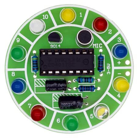 PZMYJB Bunte Sprachsteuerung rotierende LED-Licht DIY praktische Lötpraxis Bausatz elektronische Ausbildung Board Fertigung DIY Bausatz Ersatzteile Student Labor