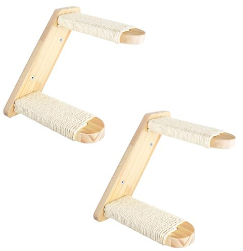 DaizySight Escaleras de Pared para Gatos para Escalada, Reversibles montadas en la Pared de 4 escalones para Gatos, Estante de Madera árbol de Actividades con Cuerda de sisal para rascar