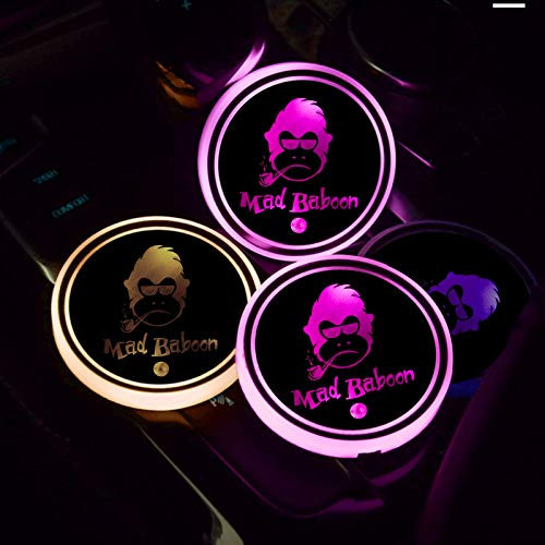 Car LED Cup Holder Lights 2pcs with 7 Colors Luminous Cup Mat for Cupholders