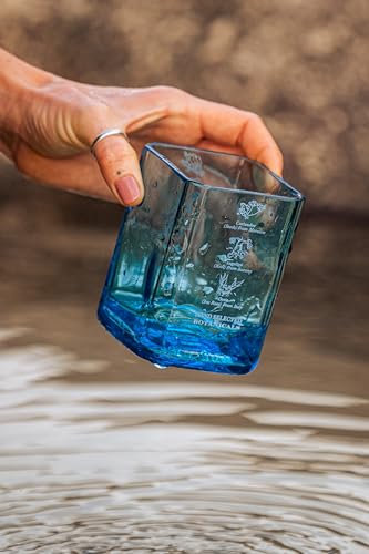 Upcycled Bombay Sapphire Gin Glass Gift Set of Two Chunky Blue Coloured Gin Tumblers, Glassware Sets, Gin & Tonic Glasses for Gin Lovers