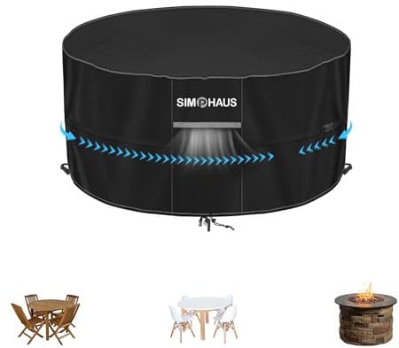 SIMPHAUS Housse Protection Brasero Housses pour Braséros Housse Protection Extérieur Table Bistrot Ronde Ø 92x71cm Housse Petit Meuble de Jardin 420D Oxford Tissu Imperméable Anti-UV